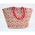 9223 -GLITTER RED REINDEER PRINT DESIGN CANVAS TOTE